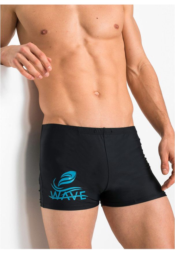 bonprix - Spodenki kąpielowe, szybkoschnące. Kolor: czarny. Materiał: materiał