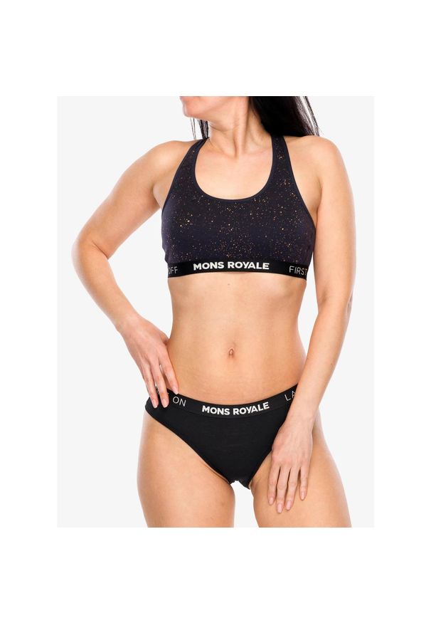 MONS ROYALE - Biustonosz sportowy Mons Royale Sierra Sports Bra. Kolor: fioletowy. Sport: fitness