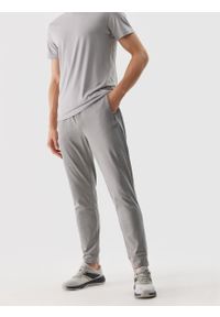 4f - 4F Spodnie treningowe szybkoschnące męskie - chłodny jasny szary XXL. Kolor: szary. Materiał: dzianina, elastan, włókno, syntetyk, materiał. Wzór: jednolity, ze splotem. Sport: fitness #2