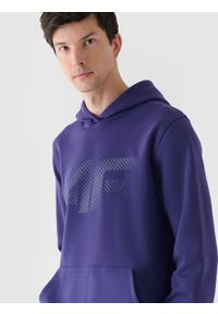 4f - 4F Bluza dresowa nierozpinana z kapturem męska - granatowa XL. Okazja: na co dzień. Typ kołnierza: kaptur. Kolor: niebieski. Materiał: dresówka. Wzór: ze splotem, gładki, nadruk. Styl: casual, sportowy