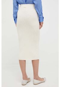 MICHAEL Michael Kors spódnica wełniana kolor beżowy midi ołówkowa. Kolor: beżowy. Materiał: wełna #2