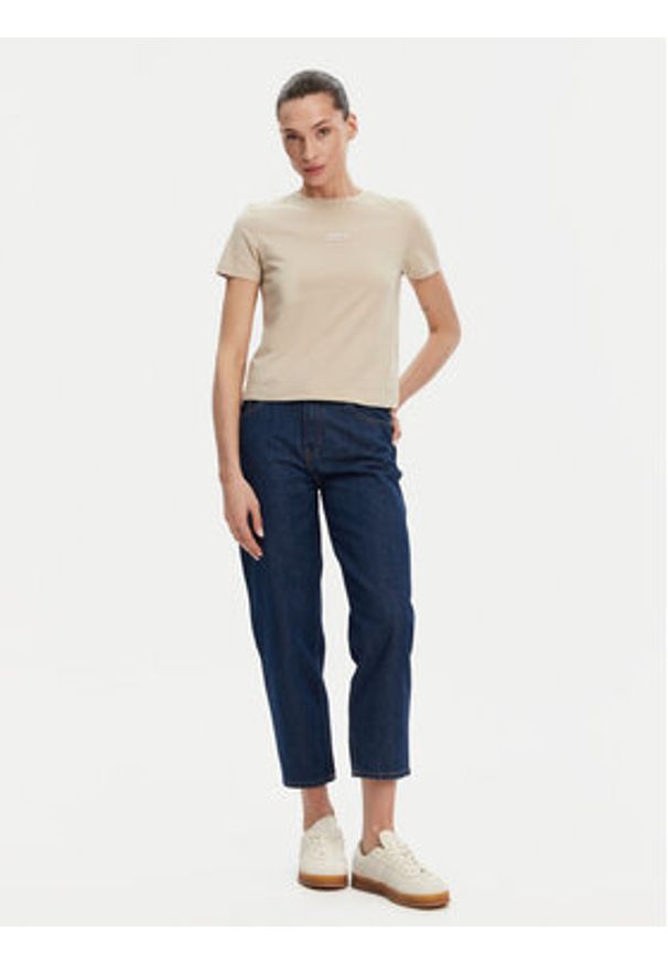 Calvin Klein Jeans T-Shirt Placed Institutional J20J225524 Beżowy Slim Fit. Kolor: beżowy. Materiał: bawełna