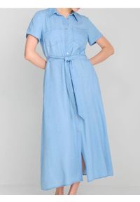 Sinsay - Sukienka midi z lyocellu - niebieski. Kolor: niebieski. Długość: midi #1