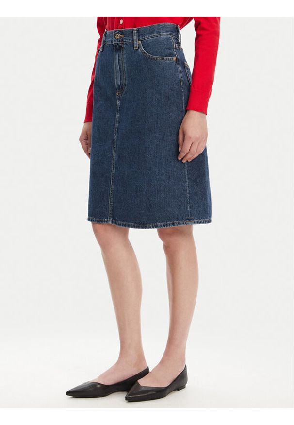 TOMMY HILFIGER - Tommy Hilfiger Spódnica jeansowa WW0WW45666 Granatowy Straight Fit. Kolor: niebieski. Materiał: bawełna