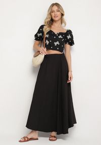 Born2be - Czarna Rozkloszowana Spódnica z Wiskozą Zisene. Okazja: na co dzień. Kolor: czarny. Materiał: wiskoza. Styl: klasyczny, elegancki, casual #7