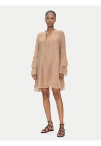 ViCOLO Sukienka letnia TD0753 Beżowy Regular Fit. Kolor: beżowy. Materiał: syntetyk. Sezon: lato