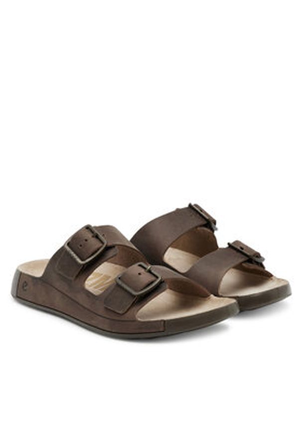 ecco - ECCO Klapki Cozmo 50098402114 Brązowy. Kolor: brązowy. Materiał: nubuk, skóra