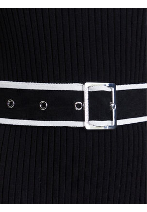 Karl Lagerfeld - KARL LAGERFELD Sukienka codzienna A3W13039 Czarny Slim Fit. Okazja: na co dzień. Typ kołnierza: dekolt w karo. Kolor: czarny. Materiał: wiskoza. Typ sukienki: proste. Styl: casual