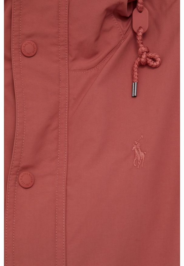 Polo Ralph Lauren kurtka damska kolor czerwony przejściowa. Okazja: na co dzień. Typ kołnierza: polo. Kolor: czerwony. Materiał: tkanina. Wzór: gładki. Styl: casual