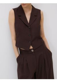Reserved - Kamizelka z dodatkiem lnu - ciemnobrązowy. Kolor: brązowy. Materiał: len #1