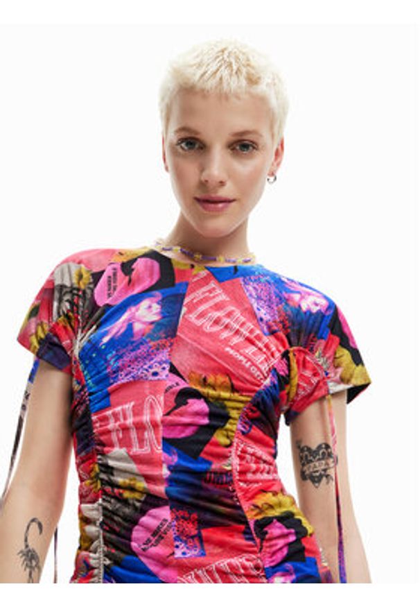 Desigual Sukienka codzienna Dijon 23SWVK45 Kolorowy Slim Fit. Okazja: na co dzień. Materiał: syntetyk. Wzór: kolorowy. Typ sukienki: proste. Styl: casual