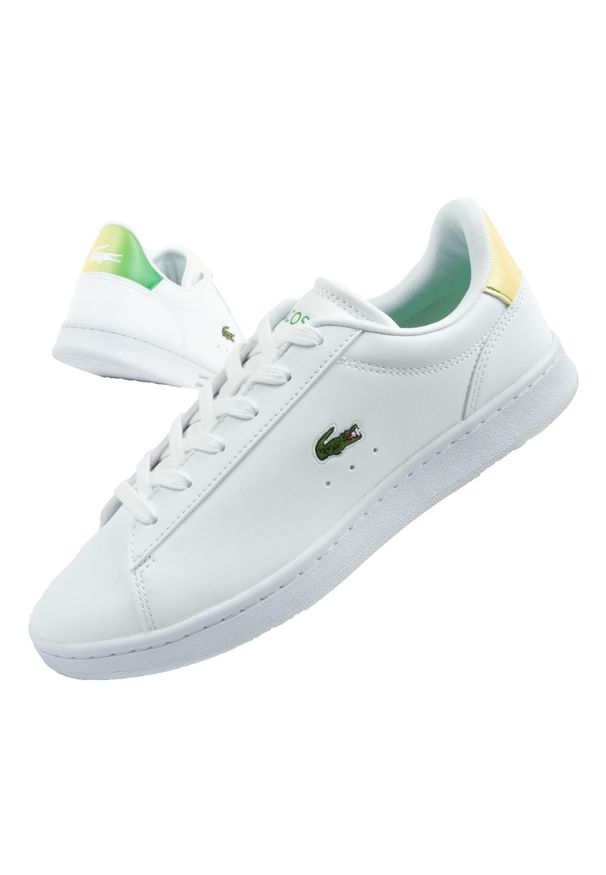 Buty damskie sportowe Lacoste Carnaby trampki. Kolor: biały, żółty, wielokolorowy, zielony. Sport: turystyka piesza