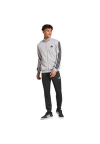 Adidas - Dres adidas Szary 3 Paski. Kolor: wielokolorowy. Materiał: poliester. Wzór: paski. Sport: fitness #1