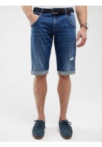 Big-Star - Szorty męskie jeansowe z przetarciami granatowe Conner 407. Okazja: na co dzień. Kolor: niebieski. Materiał: jeans. Sezon: lato. Styl: casual, retro, klasyczny #5