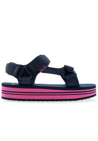 Sandały damskie Lee Cooper LCW-24-05-2754L - granatowe. Zapięcie: rzepy. Kolor: niebieski. Materiał: materiał. Wzór: paski. Styl: sportowy, street #1