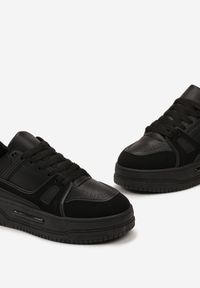 Born2be - Czarne Sneakersy na Grubej Podeszwie ze Wstawkami z Ekozamszu Arainela. Kolor: czarny #3