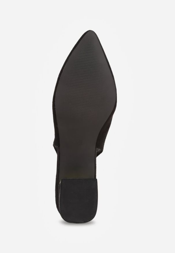 Renee - Czarne Sandały Vices na Stożku z Wkładką ze Skóry Naturalnej Bez Pięty Selenis. Nosek buta: szpiczasty. Kolor: czarny. Materiał: skóra. Sezon: lato. Obcas: na stożku. Styl: wizytowy, elegancki. Wysokość obcasa: średni