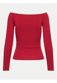 only - ONLY Bluzka Glamour 15339763 Czerwony Slim Fit. Kolor: czerwony. Materiał: syntetyk. Styl: glamour