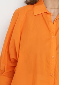 Born2be - Pomarańczowa Bawełniana Koszula o Kroju Nietoperza z Rękawami 3/4 Corallia. Kolor: pomarańczowy. Materiał: bawełna. Sezon: lato #6