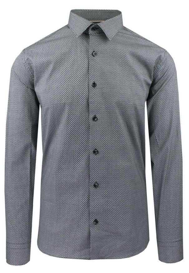 Koszula Wizytowa z Prostym Krojem - Victorio - Mikrowzór, Czarno-Biała. Okazja: na co dzień. Kolor: biały, wielokolorowy, czarny. Materiał: elastan, bawełna. Długość rękawa: długi rękaw. Długość: długie. Styl: wizytowy