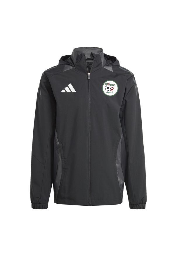 Adidas - Kurtka dresowa zewnętrzna Algérie 2025. Kolor: czarny. Materiał: dresówka. Sport: piłka nożna