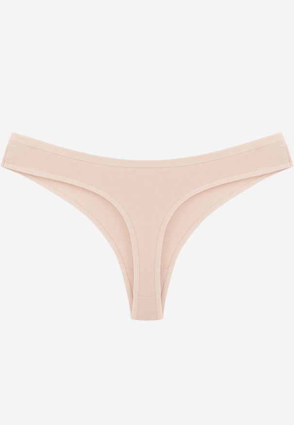 Born2be - Beżowe Majtki Typu Stringi z Bawełną Asoia. Kolor: beżowy. Materiał: bawełna