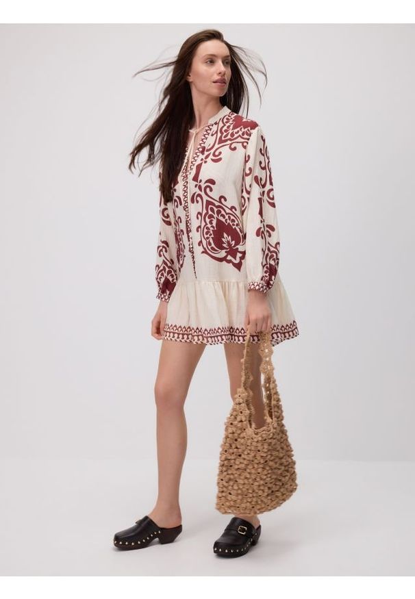 Reserved - Pleciona torebka hobo - beżowy. Kolor: beżowy