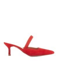 Marco Shoes Klapki Emiliana czerwone. Zapięcie: pasek. Kolor: czerwony. Materiał: zamsz. Szerokość cholewki: normalna. Obcas: na szpilce