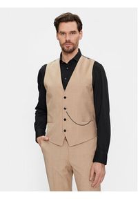 Hugo Garnitur Hesten 50509390 Beżowy Extra Slim Fit. Kolor: beżowy. Materiał: wełna, syntetyk #4