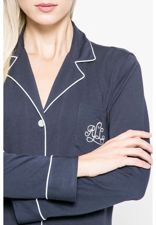 Lauren Ralph Lauren - Koszula nocna. Kolor: niebieski. Materiał: dzianina. Wzór: gładki