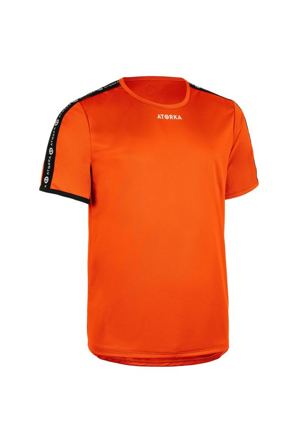 ATORKA - Koszulka do piłki ręcznej męska Atorka H100C. Kolor: pomarańczowy. Materiał: materiał, poliester. Długość rękawa: krótki rękaw. Długość: krótkie. Sport: fitness