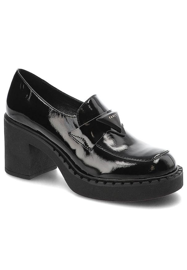 Czarne Półbuty Lamanti Skórzane Eleganckie Buty Na Obcasie. Okazja: do pracy, na spotkanie biznesowe. Zapięcie: bez zapięcia. Kolor: czarny. Materiał: skóra. Szerokość cholewki: normalna. Obcas: na obcasie. Styl: elegancki. Wysokość obcasa: średni