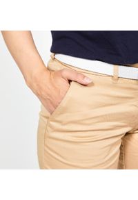 INESIS - Spodnie do golfa chino damskie Inesis MW500 bawełniane. Kolor: beżowy. Materiał: elastan, bawełna, poliester, materiał. Sport: golf