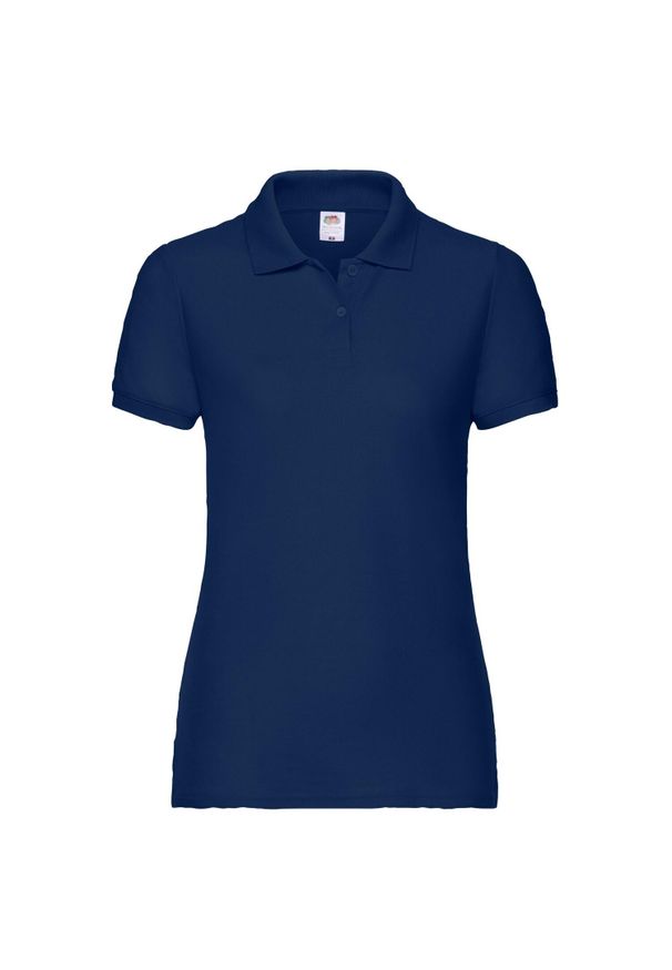 FRUIT OF THE LOOM - Koszulka Polo Damska. Typ kołnierza: polo. Kolor: niebieski