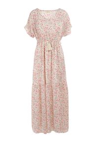 Born2be - Biała Sukienka Emegen. Typ kołnierza: dekolt w kształcie V. Kolor: biały. Materiał: koronka. Wzór: ażurowy, aplikacja, koronka, kwiaty. Styl: klasyczny. Długość: maxi #6