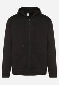 Born2be - Czarna Rozpinana Bluza z Bawełną i Kapturem Typu Oversize Diosa. Okazja: na co dzień. Kolor: czarny. Materiał: bawełna. Sezon: wiosna, jesień. Styl: klasyczny, casual