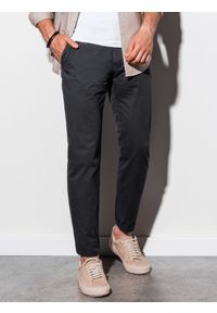 Ombre Clothing - Spodnie męskie chino P894 - czarne - L. Kolor: czarny. Materiał: elastan, bawełna