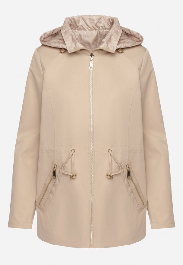 Born2be - Beżowa Kurtka Parka Dwustronna z Odpinanym Kapturem Amoetta. Okazja: na co dzień. Kolor: beżowy. Materiał: jeans. Wzór: gładki. Styl: elegancki, casual