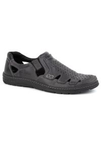 Joker Buty męskie skórzane na lato wsuwane 500J szare. Zapięcie: bez zapięcia. Kolor: szary. Materiał: skóra. Sezon: lato #2