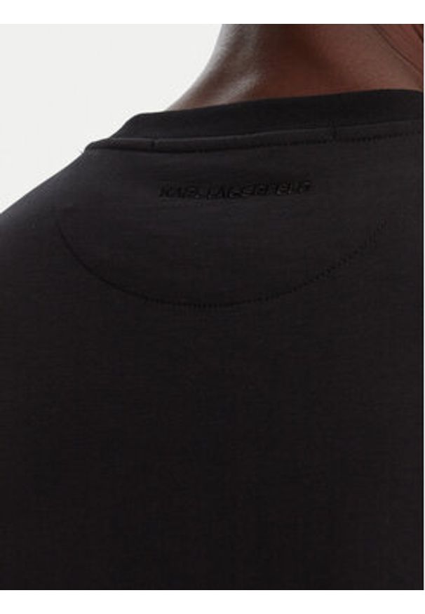 Karl Lagerfeld - KARL LAGERFELD T-Shirt 755037 554227 Czarny Regular Fit. Typ kołnierza: dekolt w karo. Kolor: czarny. Materiał: bawełna