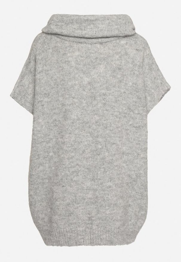 Born2be - Jasnoszary Golf Typu Nietoperz z Krótkim Rękawem Miathena. Okazja: na co dzień. Typ kołnierza: golf. Kolor: szary. Materiał: jeans. Długość rękawa: krótki rękaw. Długość: krótkie. Styl: wizytowy, casual
