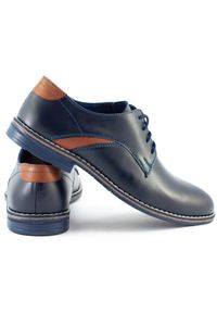 Lukas Eleganckie buty męskie 253LU granatowe niebieskie. Kolor: niebieski. Materiał: jeans, skóra. Sezon: wiosna, jesień. Styl: elegancki #2