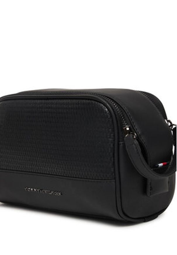TOMMY HILFIGER - Tommy Hilfiger Kosmetyczka Metal Logo Woven Washbag AM0AM14098 Czarny. Kolor: czarny. Materiał: skóra