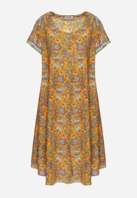 Born2be - Żółta Wiskozowa Sukienka Rozkloszowana we Wzór Paisley Mastis. Kolor: żółty. Materiał: wiskoza. Wzór: paisley #6