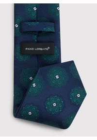Pako Lorente - PAKO LORENTE – Granatowy krawat męski w zielone rozetki. Kolor: niebieski, wielokolorowy, zielony. Materiał: poliester #2