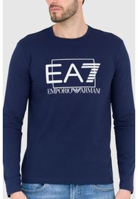 EA7 Emporio Armani - EA7 Granatowy męski bawełniany longsleeve, Rozmiar S. Kolor: niebieski. Materiał: bawełna. Długość rękawa: długi rękaw. Długość: długie #4