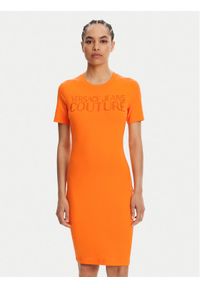 Versace Jeans Couture Sukienka codzienna 78HAOS04 Pomarańczowy Slim Fit. Okazja: na co dzień. Kolor: pomarańczowy. Materiał: bawełna. Typ sukienki: proste. Styl: casual