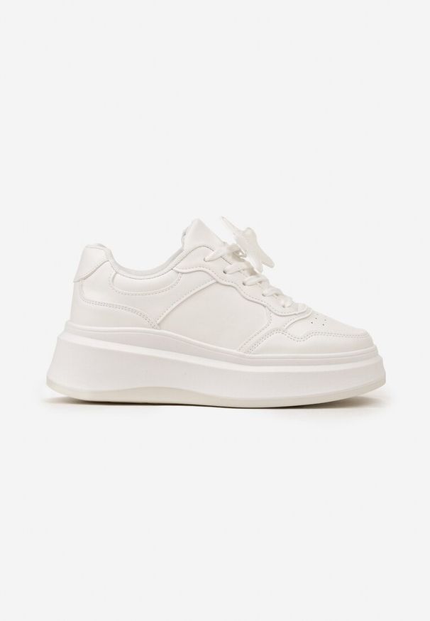 Renee - Białe Sneakersy na Platformie z Odpinaną Gwiazdką Ekaria. Kolor: biały. Obcas: na platformie