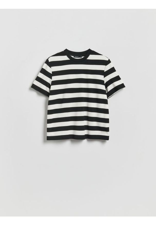 Reserved - Bluzka w paski - wielobarwny. Materiał: dzianina, wiskoza. Wzór: paski