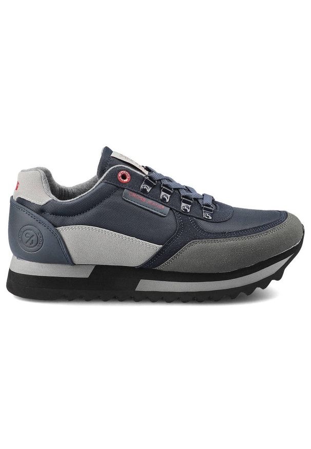 Granatowe Sneakersy Męskie Cross Jeans Modne Buty. Kolor: niebieski. Materiał: skóra ekologiczna, materiał. Szerokość cholewki: normalna